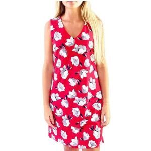 Jude Connally Juliet Dress in Red White Multi Floral Print Sleeveless Size M